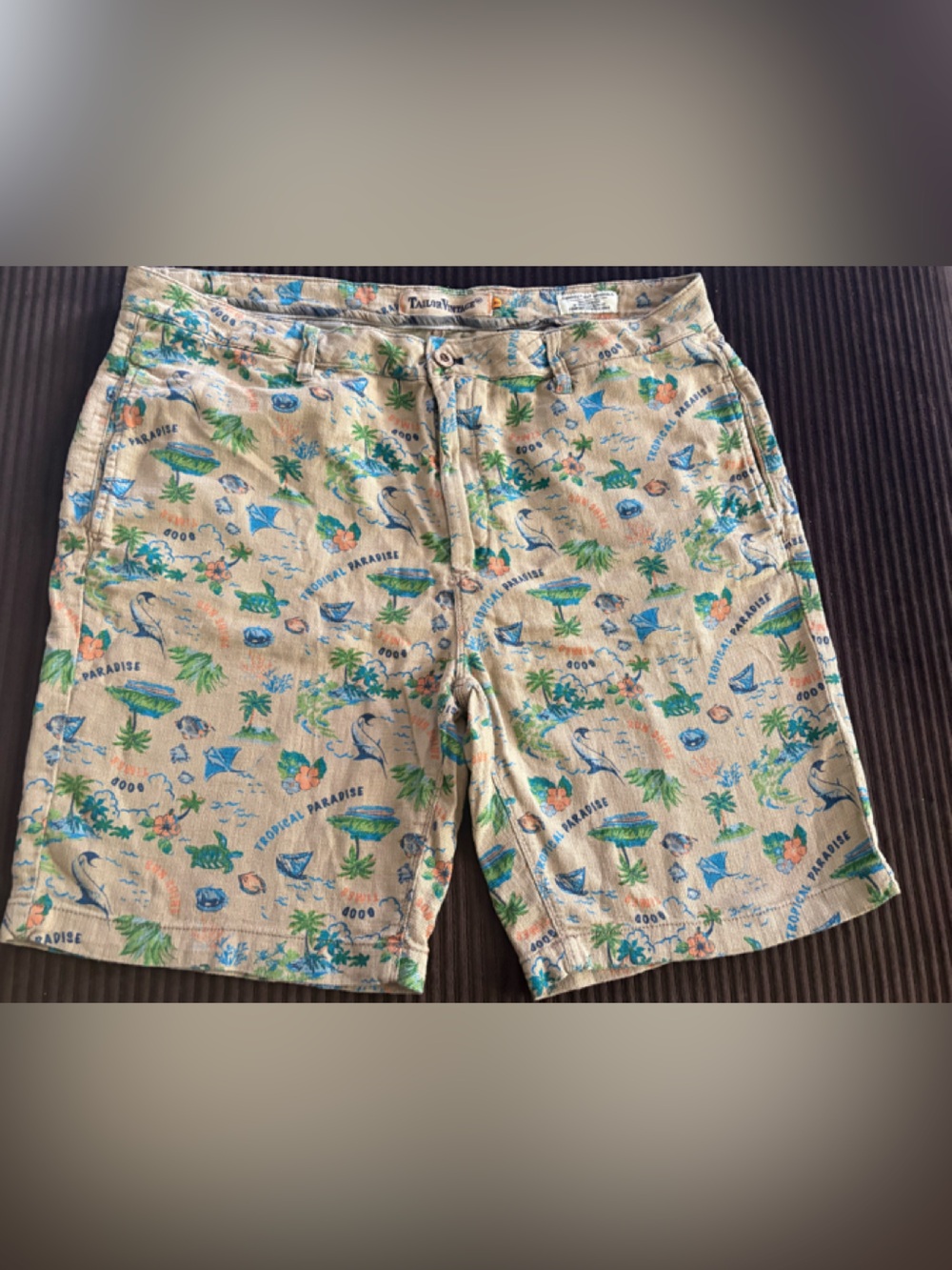 Tailor Vintage Men’s Yellow Tropical Print Shorts Size 40